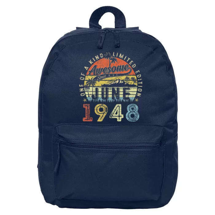 75 Year Old Awesome Since June 1948 75th Birthday 16 in Basic Backpack