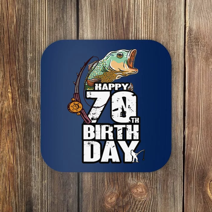 70 Years Old Fishing Fisherman Angler 70th Birthday Coaster