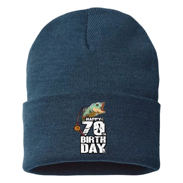 70 Years Old Fishing Fisherman Angler 70th Birthday Sustainable Knit Beanie