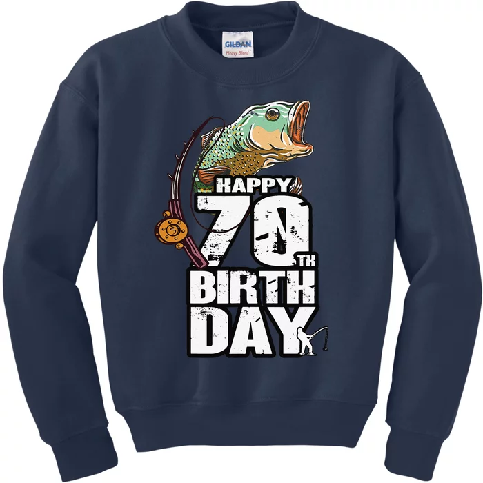 70 Years Old Fishing Fisherman Angler 70th Birthday Kids Sweatshirt