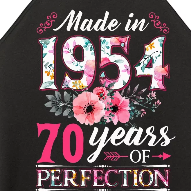 70 Year Old Made In 1954 Floral Flower 70th Birthday Women’s Perfect Tri Rocker Tank