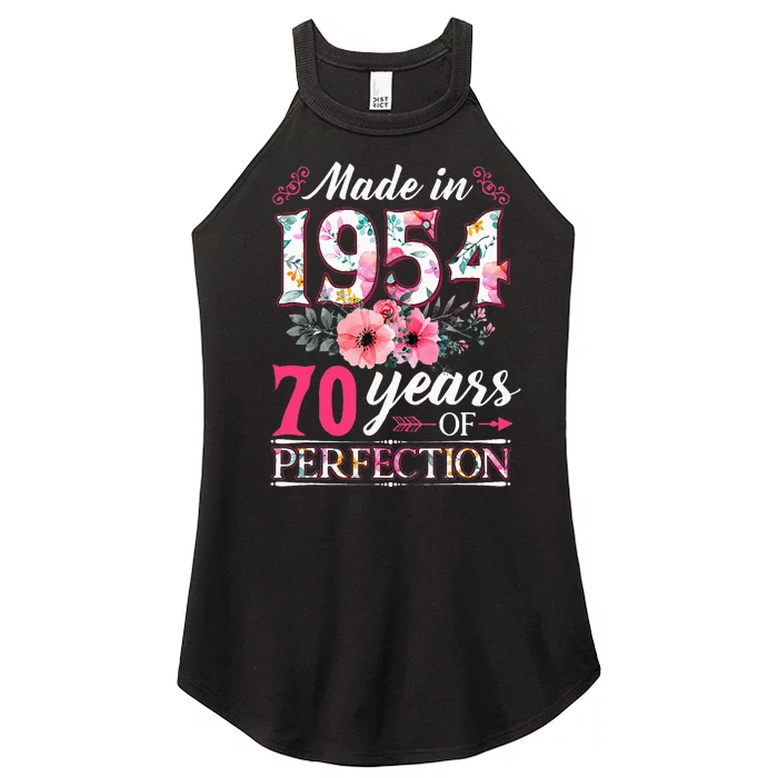 70 Year Old Made In 1954 Floral Flower 70th Birthday Women’s Perfect Tri Rocker Tank