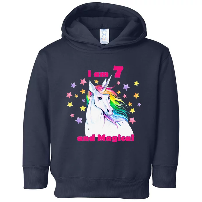 7 Year Old Birthday Number Unicorn Magical T Toddler Hoodie