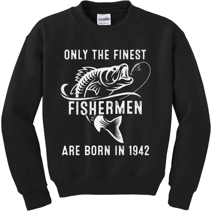 79 Year Old Fishing Fisherman 1942 79 Th Birthday Kids Sweatshirt