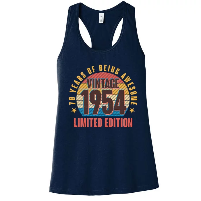 70 Years Of Being Awesome 1954 Limited Edition Vintage Retro Women's Racerback Tank