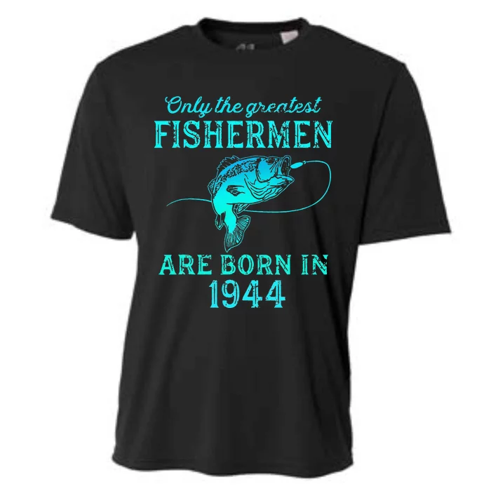 79 Years Old Fisherman Born In 1944 79th Birthday Cooling Performance Crew T-Shirt