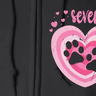 7 Year Old Cute Dog Paw Birthday 7th Bday Full Zip Hoodie