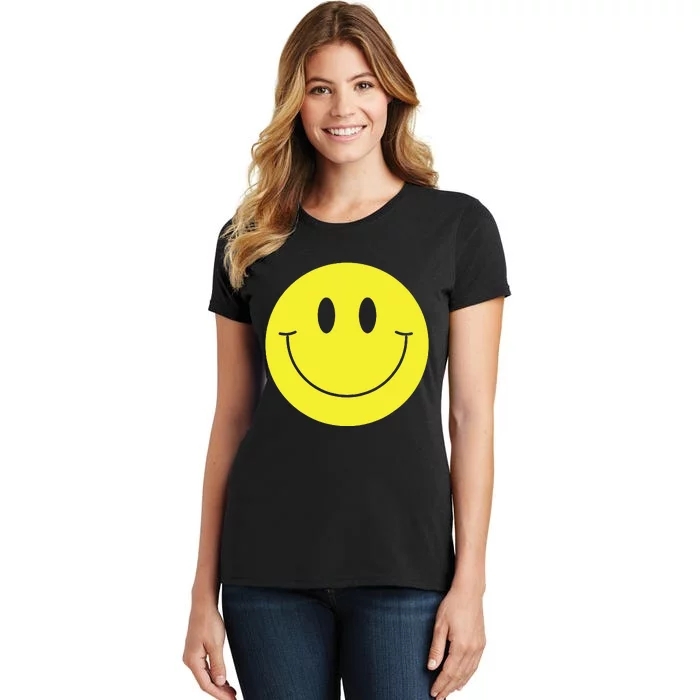 70s Yellow Smile Face Cute Happy Peace Smiling Face Women's T-Shirt