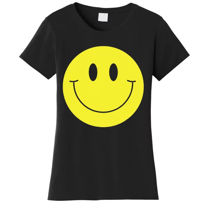 70s Yellow Smile Face Cute Happy Peace Smiling Face Women's T-Shirt