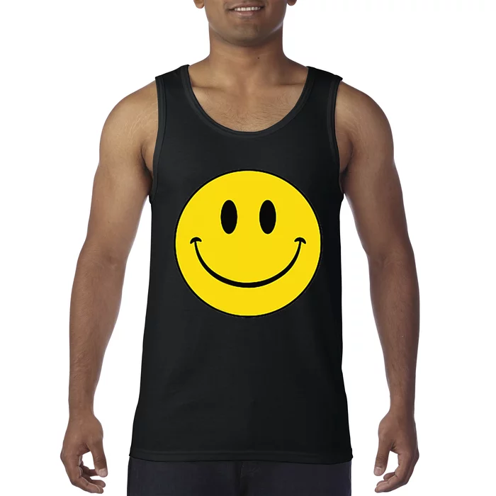 70s Yellow Smile Face Cute Happy Peace Smiling Face Tank Top