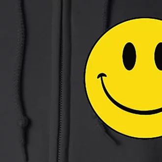 70s Yellow Smile Face Cute Happy Peace Smiling Face Full Zip Hoodie