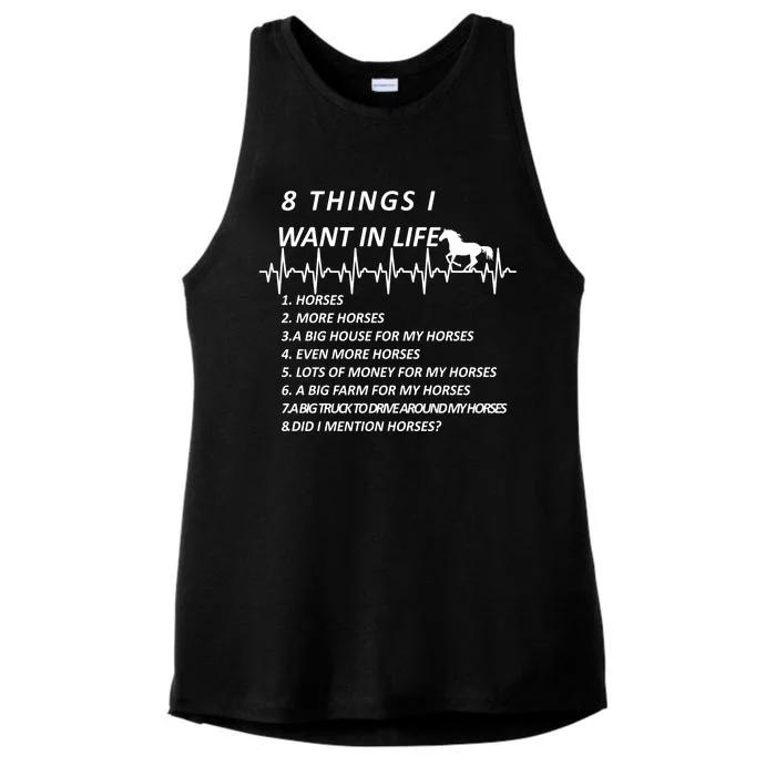 8 Things I Want In Life Horses Funny Ladies Tri-Blend Wicking Tank