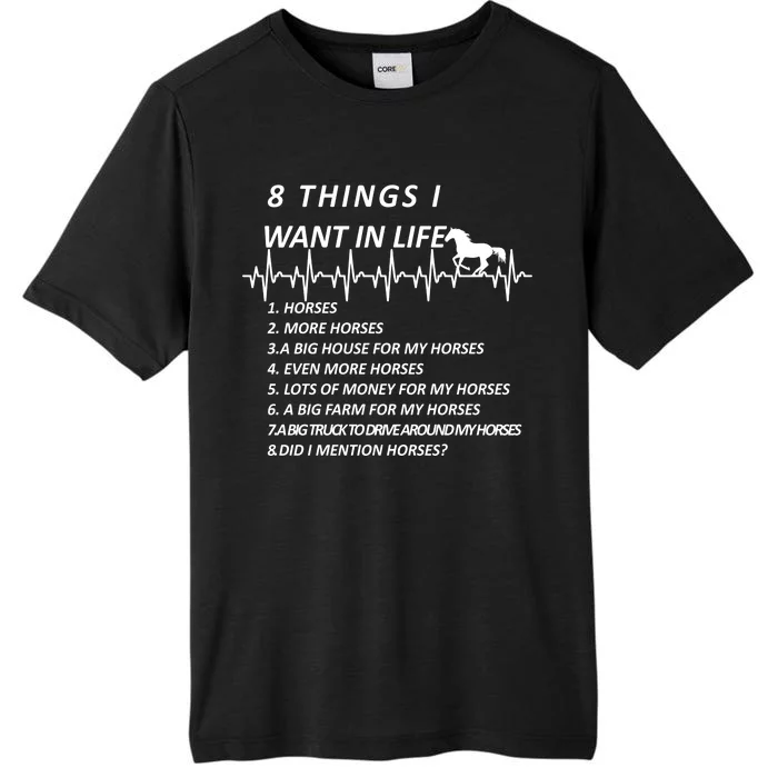 8 Things I Want In Life Horses Funny ChromaSoft Performance T-Shirt