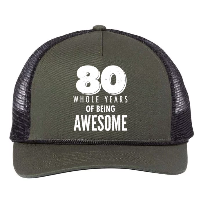 80 Whole Years Of Being Awesome Birthday Retro Rope Trucker Hat Cap