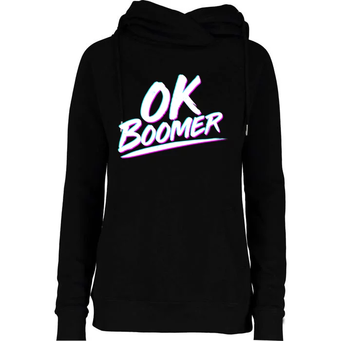 80's Retro Ok Boomer Womens Funnel Neck Pullover Hood