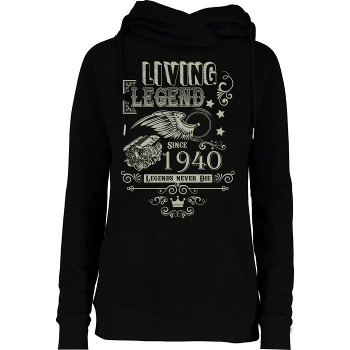 80th Birthday Legend Since 1940 Womens Funnel Neck Pullover Hood