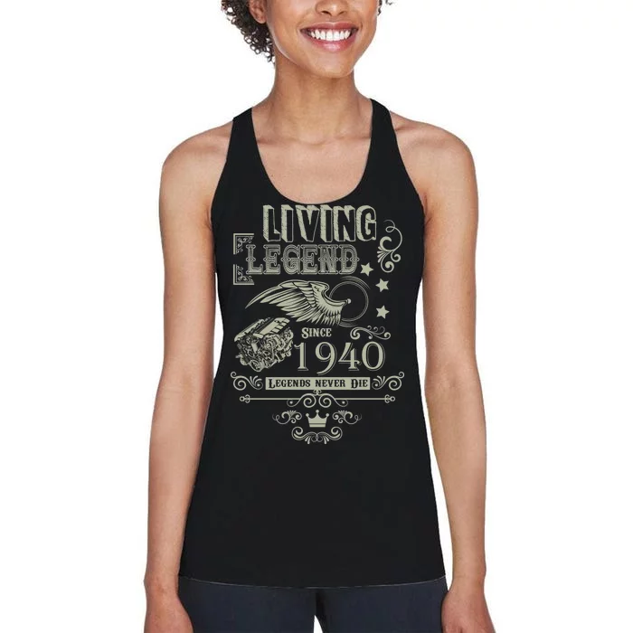 80th Birthday Legend Since 1940 Women's Racerback Tank