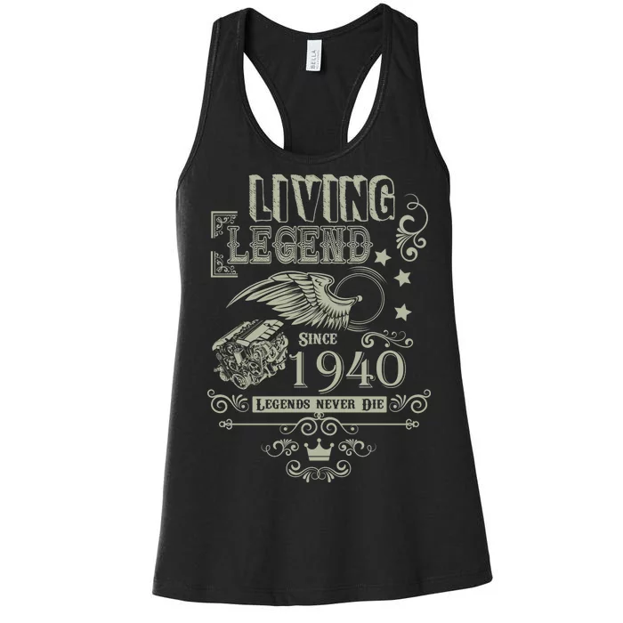 80th Birthday Legend Since 1940 Women's Racerback Tank