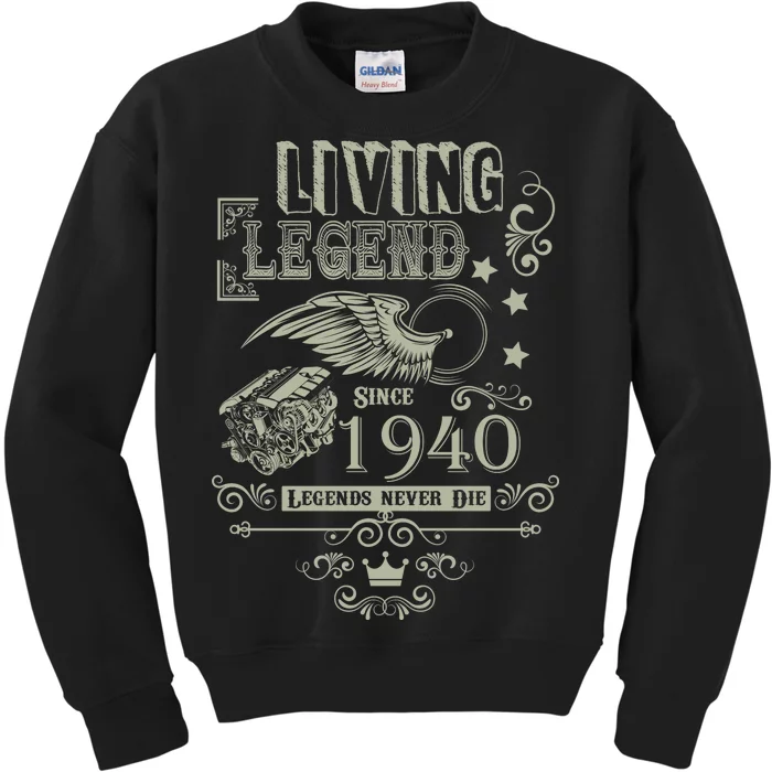 80th Birthday Legend Since 1940 Kids Sweatshirt