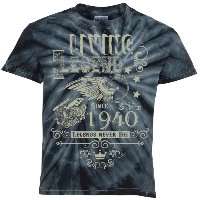 80th Birthday Legend Since 1940 Kids Tie-Dye T-Shirt