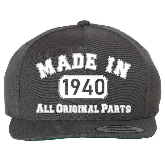 80th Birthday Made in 1940 All Original Parts Wool Snapback Cap