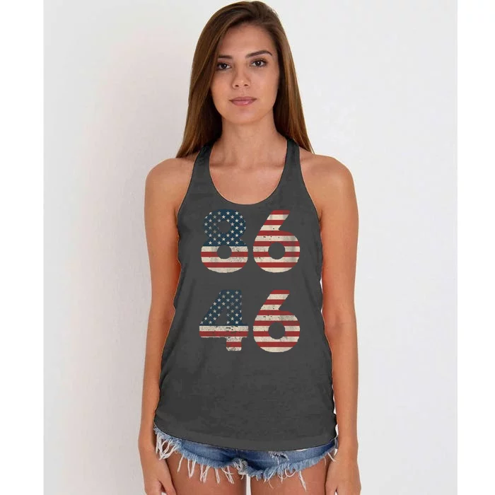 86 46 Impeach Anti Biden Vintage Distressed Women's Knotted Racerback Tank