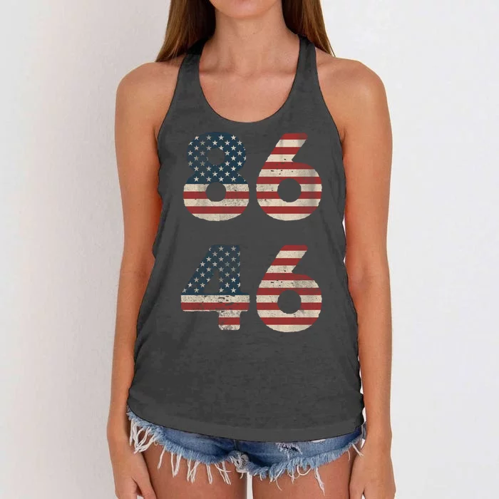 86 46 Impeach Anti Biden Vintage Distressed Women's Knotted Racerback Tank