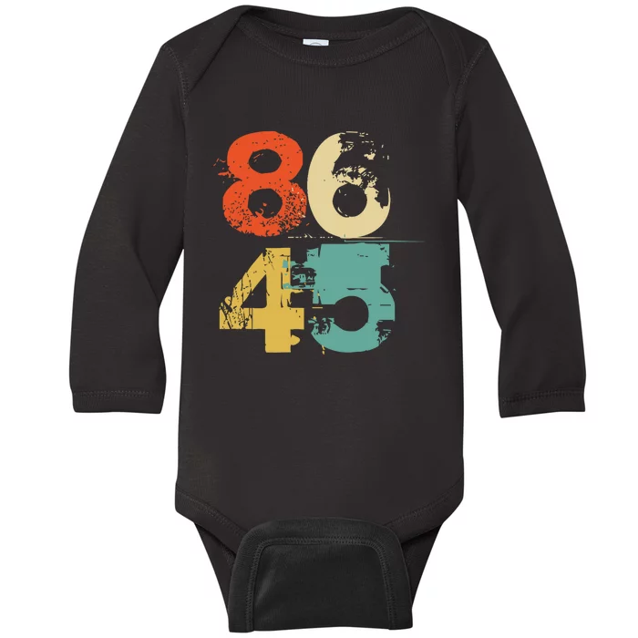 86 45 Retro 70s Vintage Quote 8645 Lock Him Up Impeach Trump Baby Long Sleeve Bodysuit