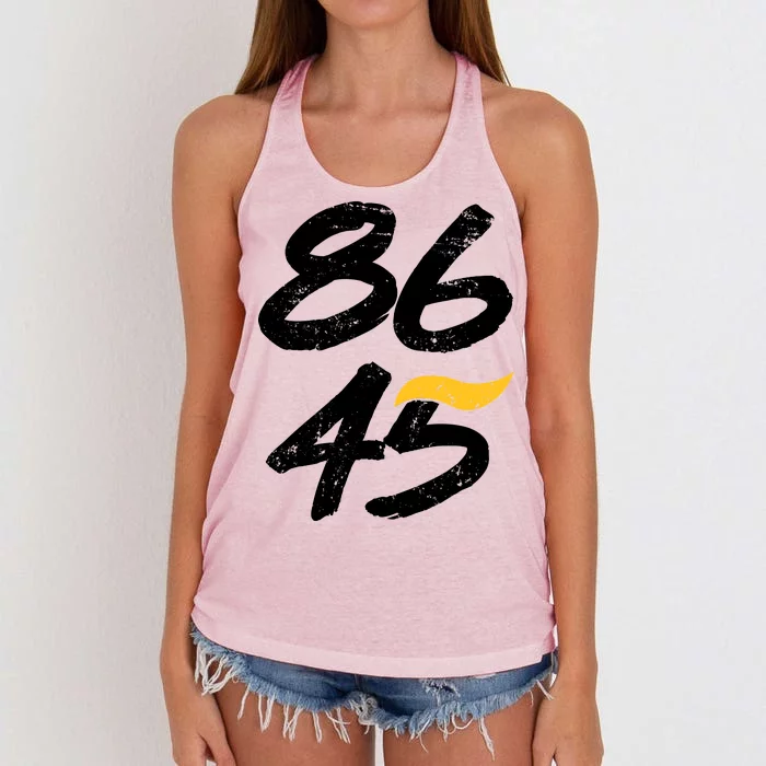 8645 Impeach Trump Vintage Distressed 86 45 Women's Knotted Racerback Tank