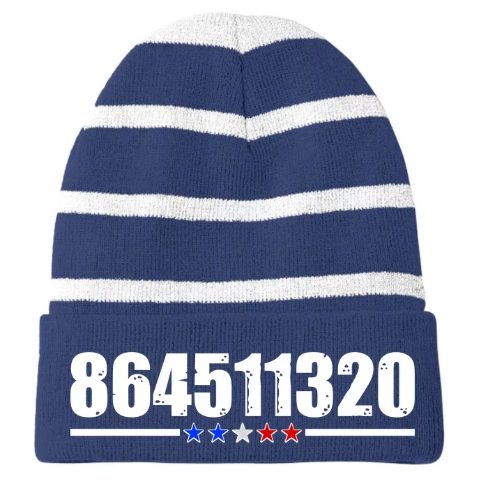 864511320 Anti Trump 8645 Striped Beanie with Solid Band