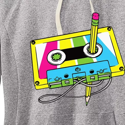 80s 90s Cassette Pencil Theme Party Women's Fleece Hoodie