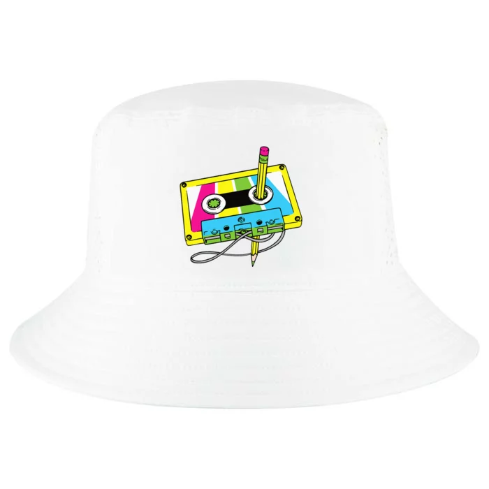 80s 90s Cassette Pencil Theme Party Cool Comfort Performance Bucket Hat