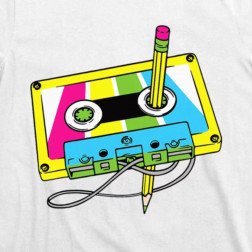 80s 90s Cassette Pencil Theme Party T-Shirt