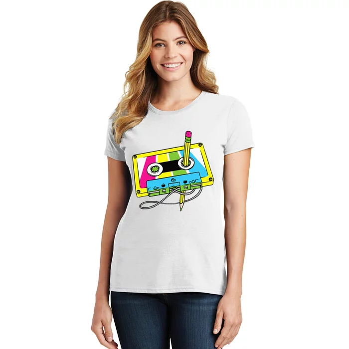 80s 90s Cassette Pencil Theme Party Women's T-Shirt