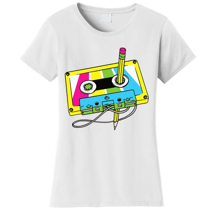 80s 90s Cassette Pencil Theme Party Women's T-Shirt