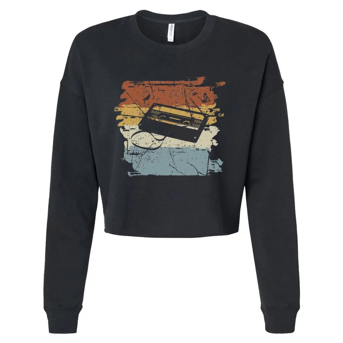 80S 90S Cassette Cropped Pullover Crew