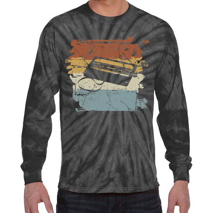 80S 90S Cassette Tie-Dye Long Sleeve Shirt