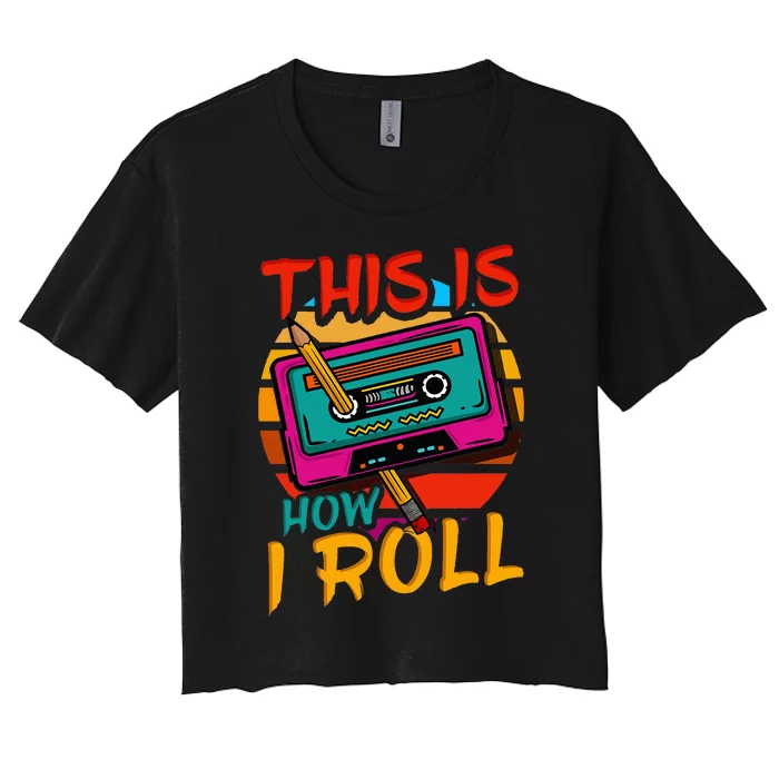 80S 90S Music Cassette Tape Women's Crop Top Tee