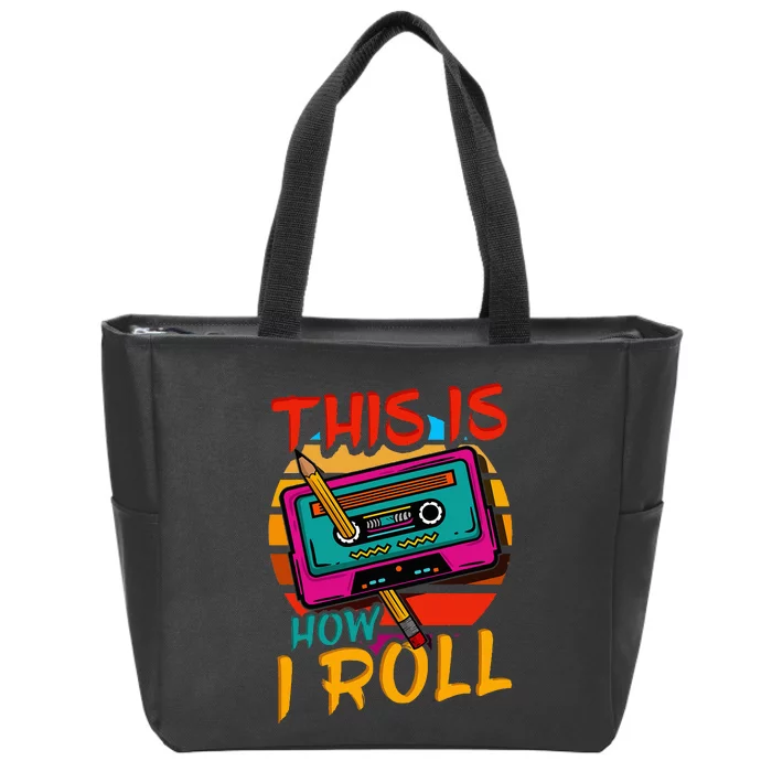 80S 90S Music Cassette Tape Zip Tote Bag