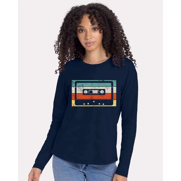 80s 90s Music Cassette Tape Retro Womens Cotton Relaxed Long Sleeve T-Shirt