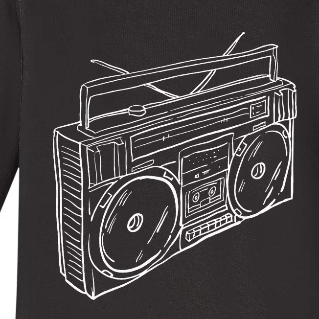 80s & 90s Old School Music Hip Hop Beatbox Boombox Baby Long Sleeve Bodysuit