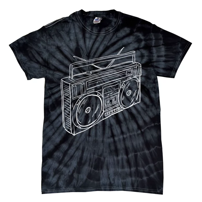 80s & 90s Old School Music Hip Hop Beatbox Boombox Tie-Dye T-Shirt