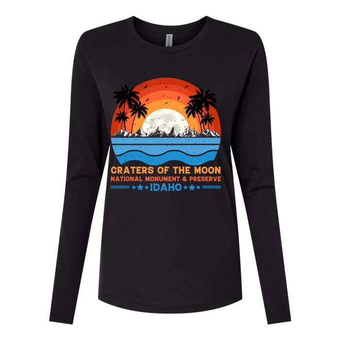 80s 90s Retro Sunset Distressed Craters Of The Moon National Monument Idaho Womens Cotton Relaxed Long Sleeve T-Shirt