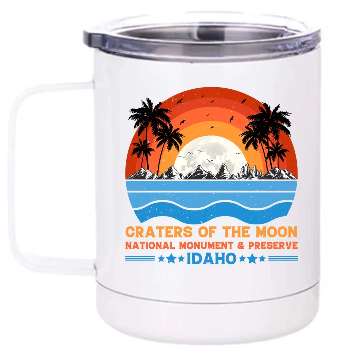 80s 90s Retro Sunset Distressed Craters Of The Moon National Monument Idaho Front & Back 12oz Stainless Steel Tumbler Cup