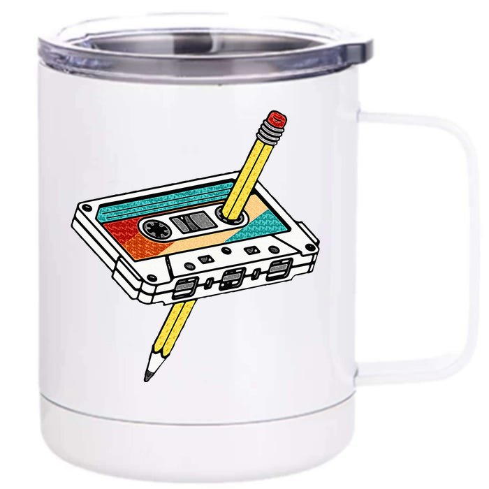 80s 90s Retro Cassette Tape 1980s 1990s Music Vintage Outfit Front & Back 12oz Stainless Steel Tumbler Cup