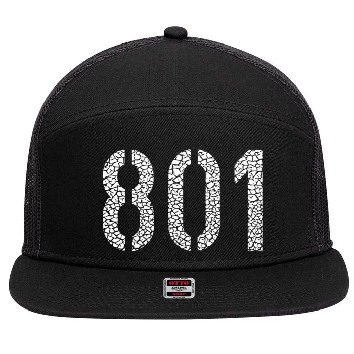 801 Area Code Salt Lake City 7 Panel Mesh Trucker Snapback Hat