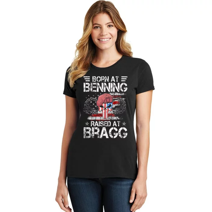 82nd Airborne Division Born At Ft Benning Raised Fort Bragg Women's T-Shirt