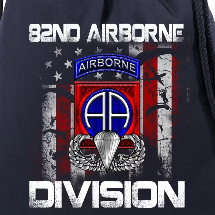 82nd Airborne Division Paratrooper Veteran Us Flag Vintage Gift Drawstring Bag