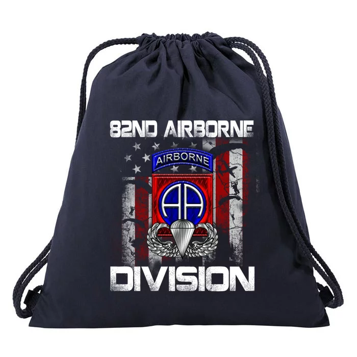 82nd Airborne Division Paratrooper Veteran Us Flag Vintage Gift Drawstring Bag