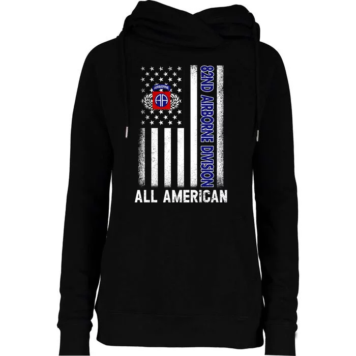 82nd Airborne Division American Flag Vintage Fathers Day Womens Funnel Neck Pullover Hood